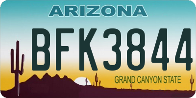 AZ license plate BFK3844