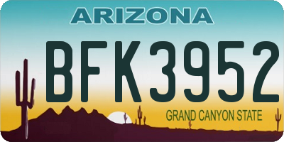 AZ license plate BFK3952