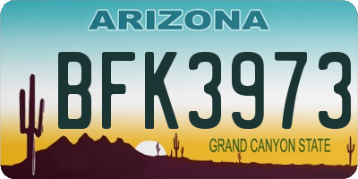 AZ license plate BFK3973