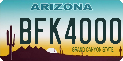 AZ license plate BFK4000