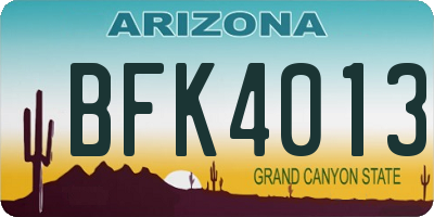 AZ license plate BFK4013