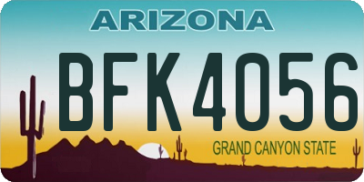 AZ license plate BFK4056