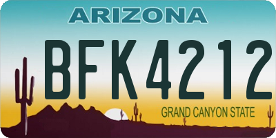 AZ license plate BFK4212