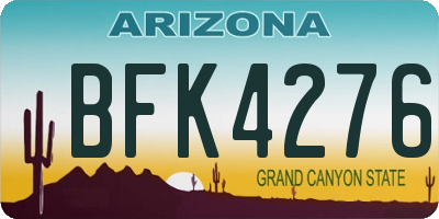 AZ license plate BFK4276