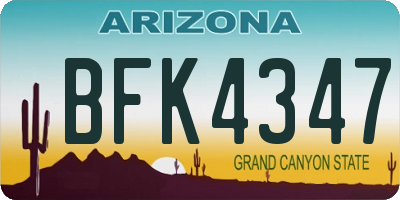 AZ license plate BFK4347