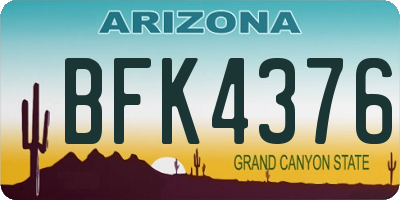 AZ license plate BFK4376