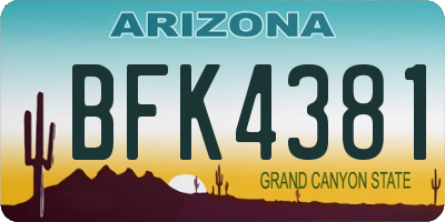 AZ license plate BFK4381