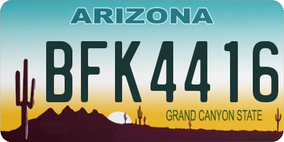 AZ license plate BFK4416