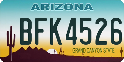 AZ license plate BFK4526
