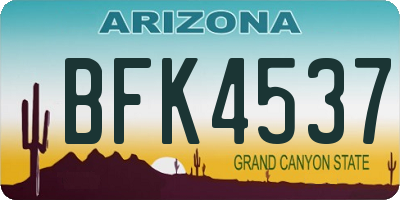 AZ license plate BFK4537