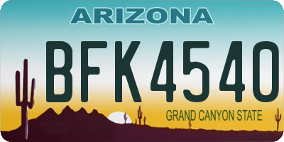 AZ license plate BFK4540