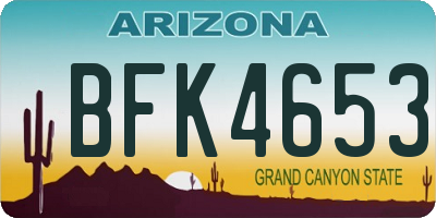 AZ license plate BFK4653