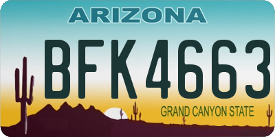 AZ license plate BFK4663