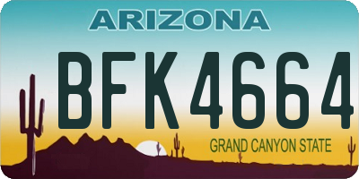 AZ license plate BFK4664