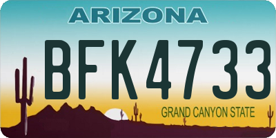 AZ license plate BFK4733