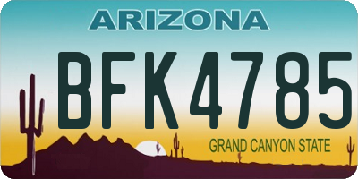 AZ license plate BFK4785