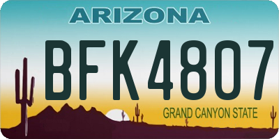 AZ license plate BFK4807