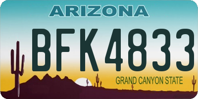 AZ license plate BFK4833