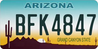 AZ license plate BFK4847