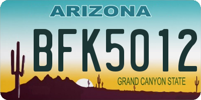 AZ license plate BFK5012