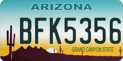 AZ license plate BFK5356