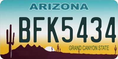 AZ license plate BFK5434