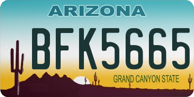 AZ license plate BFK5665