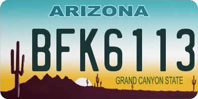 AZ license plate BFK6113