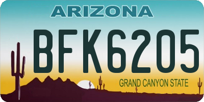 AZ license plate BFK6205