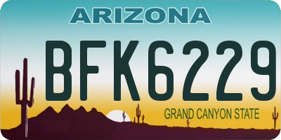 AZ license plate BFK6229
