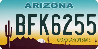 AZ license plate BFK6255