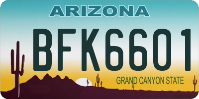 AZ license plate BFK6601