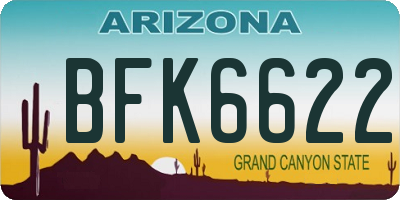 AZ license plate BFK6622