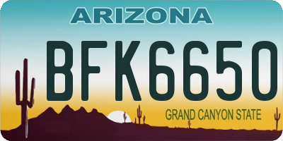 AZ license plate BFK6650