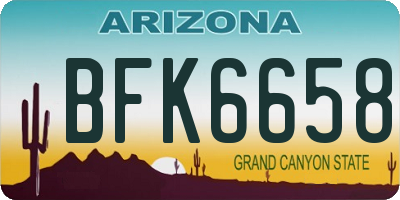 AZ license plate BFK6658