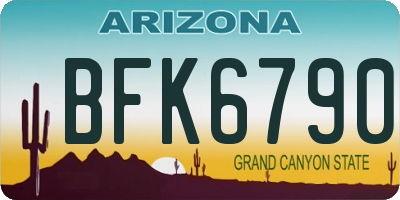 AZ license plate BFK6790