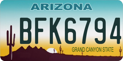 AZ license plate BFK6794