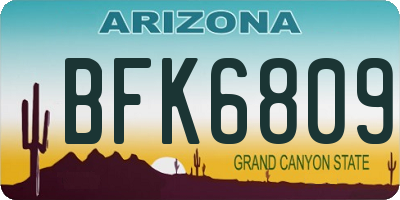 AZ license plate BFK6809