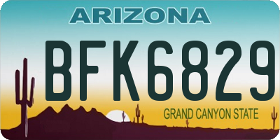 AZ license plate BFK6829