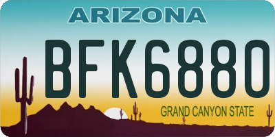 AZ license plate BFK6880