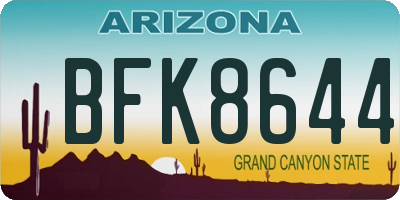 AZ license plate BFK8644