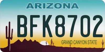 AZ license plate BFK8702