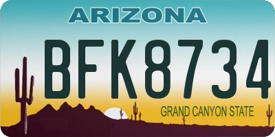 AZ license plate BFK8734