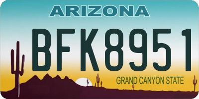 AZ license plate BFK8951