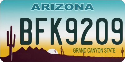 AZ license plate BFK9209