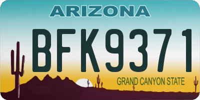 AZ license plate BFK9371