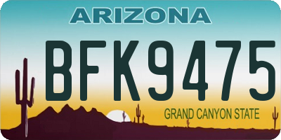 AZ license plate BFK9475