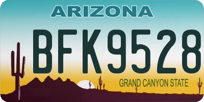 AZ license plate BFK9528