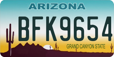 AZ license plate BFK9654
