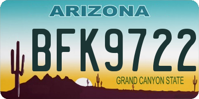 AZ license plate BFK9722